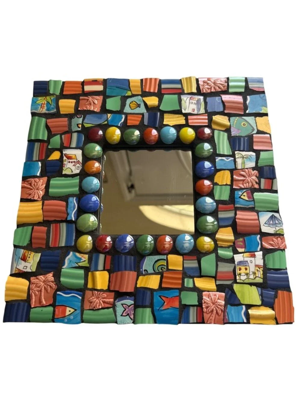 IKEA Malma Hand-Painted Mosaic Mirror With Decorative Tile Frame 10” Square